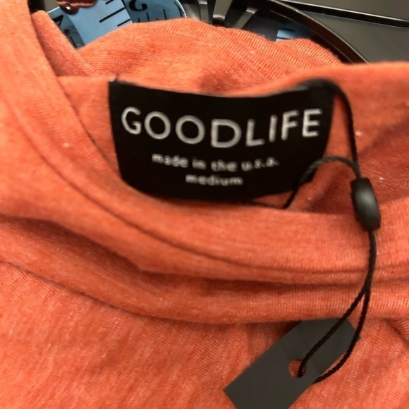 GOODLIFE Overdyed Tri-Blend Long Sleeve Scallop Crew T-Shirt in burnt orange - Picture 14 of 14